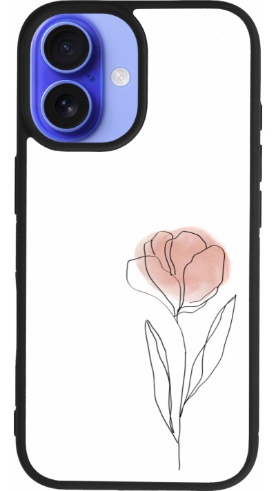 iPhone 16 Case Hülle - Silikon schwarz Spring 23 minimalist flower