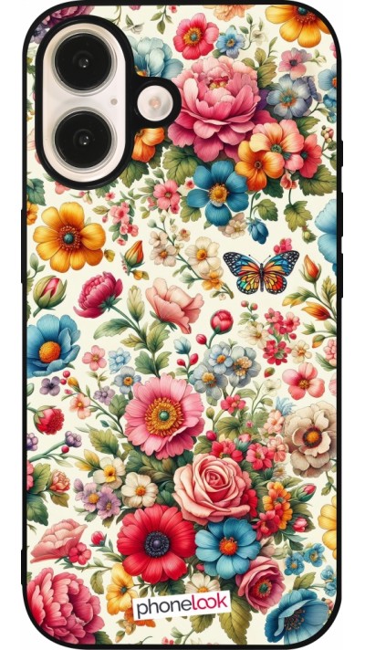 iPhone 16 Case Hülle - Silikon schwarz Spring 25 fruehling bluetend