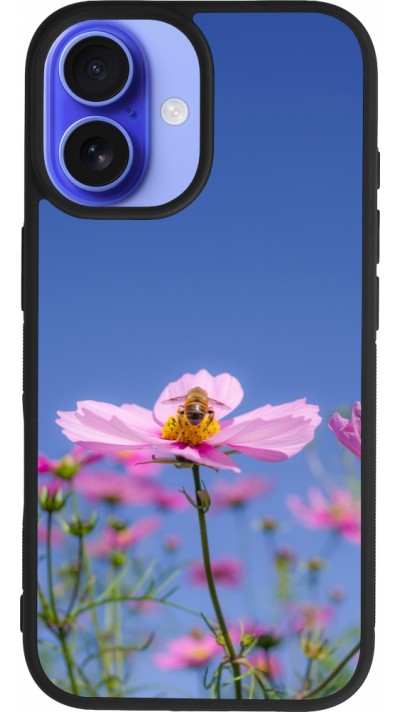 Coque iPhone 16 - Silicone rigide noir Bee on a flower Spring 2026