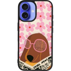 iPhone 16 Case Hülle - Silikon schwarz Dog with newspaper Spring 2026