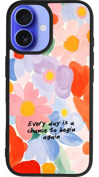Coque iPhone 16 - Silicone rigide noir Every day is a chance Spring 2026
