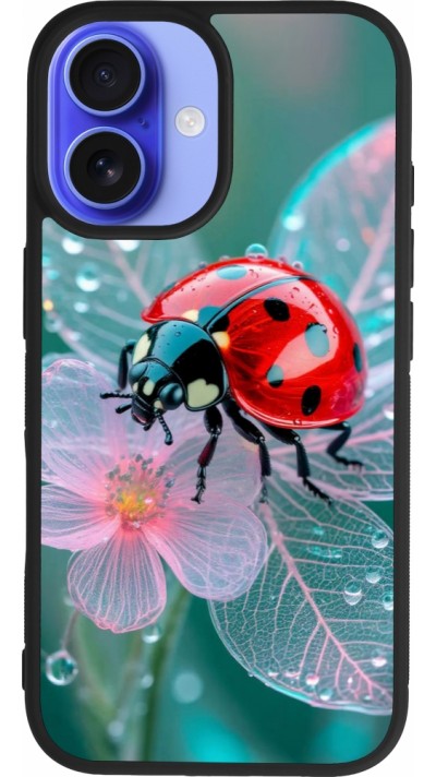 Coque iPhone 16 - Silicone rigide noir Ladybird in bloom Spring 2026
