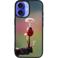 iPhone 16 Case Hülle - Silikon schwarz Ladybird on a mushroom Spring 2026