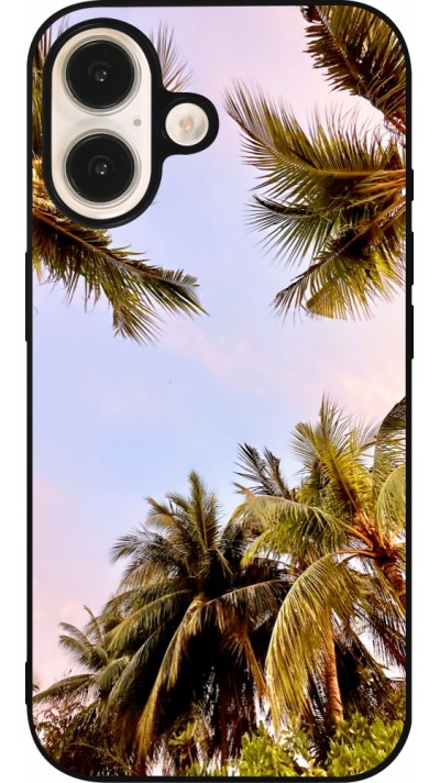 iPhone 16 Case Hülle - Silikon schwarz Summer 2023 palm tree vibe