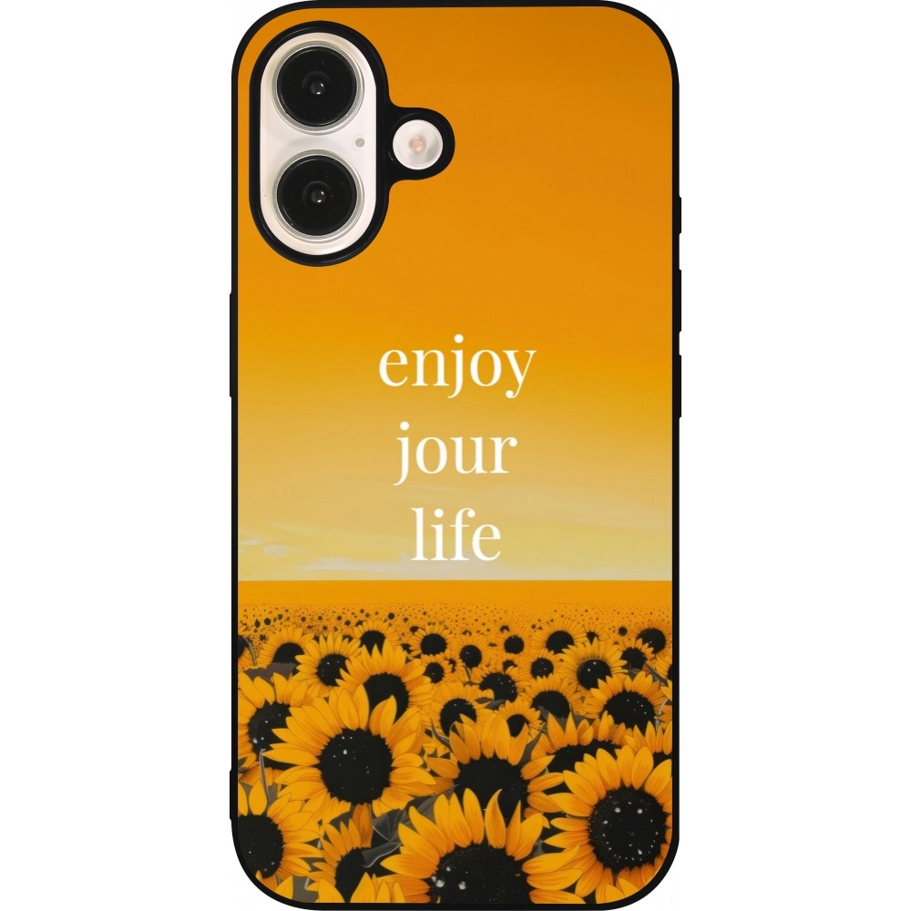 iPhone 16 Case Hülle - Silikon schwarz Summer 2025 Enjoy your life