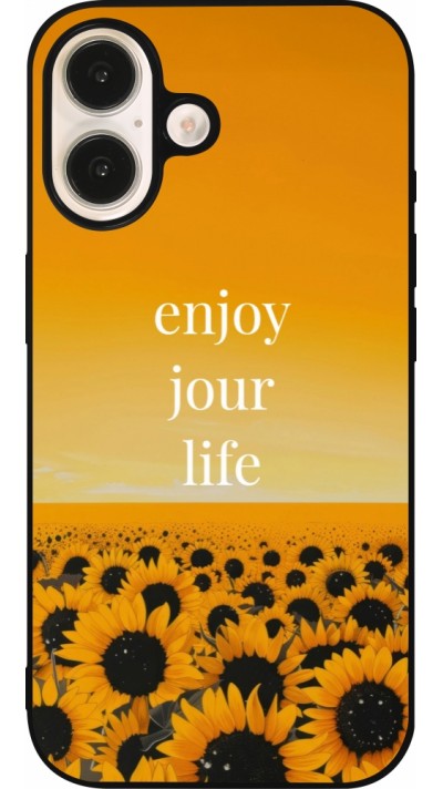 iPhone 16 Case Hülle - Silikon schwarz Summer 2025 Enjoy your life