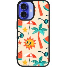 iPhone 16 Case Hülle - Silikon schwarz Summer 2025 Pattern soleil