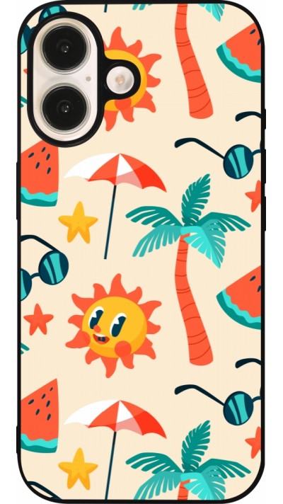iPhone 16 Case Hülle - Silikon schwarz Summer 2025 Pattern soleil