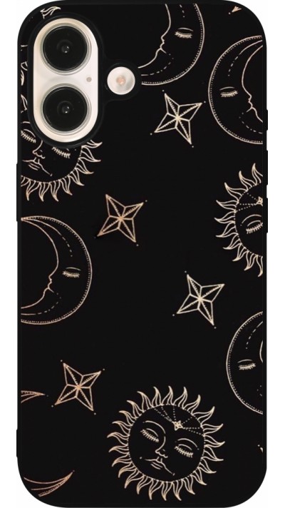 iPhone 16 Case Hülle - Silikon schwarz Suns and Moons