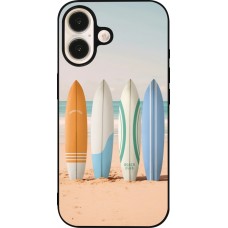 iPhone 16 Case Hülle - Silikon schwarz Summer surfboard 2025