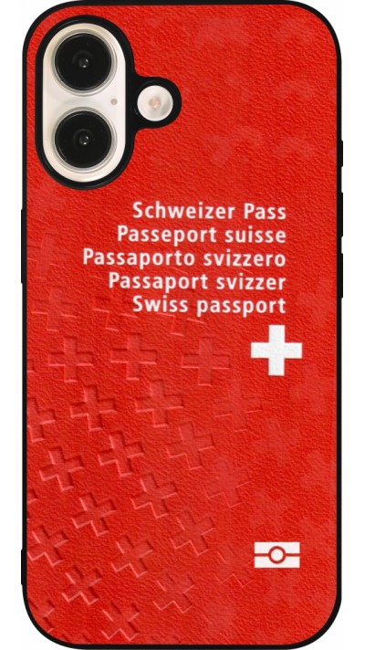 iPhone 16 Case Hülle - Silikon schwarz Swiss Passport