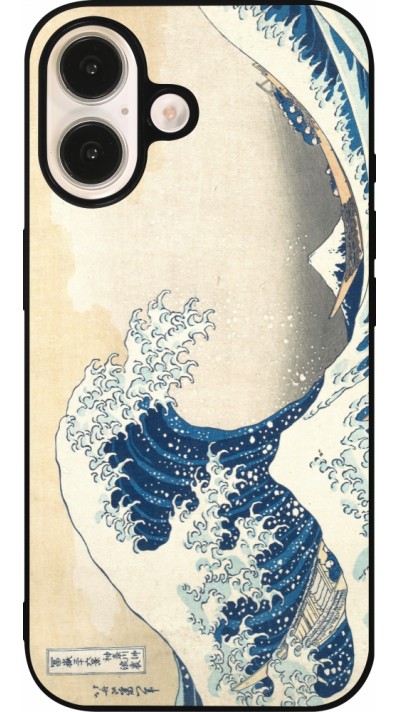iPhone 16 Case Hülle - Silikon schwarz Kunstbild - Die große Welle vor Kanagawa - Hokusai