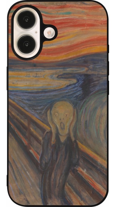 iPhone 16 Case Hülle - Silikon schwarz Kunstbild - Der Schrei - Edvard Munch