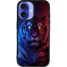 Coque iPhone 16 - Silicone rigide noir Tiger Blue Red