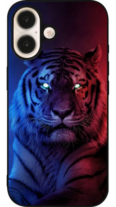 iPhone 16 Case Hülle - Silikon schwarz Tiger Blue Red