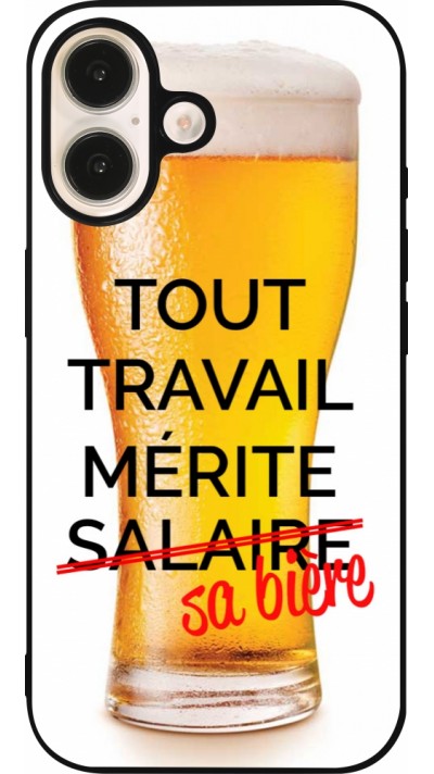 iPhone 16 Case Hülle - Silikon schwarz Tout travail mérite sa bière