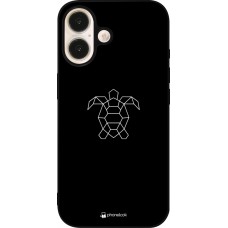 iPhone 16 Case Hülle - Silikon schwarz Turtles lines on black