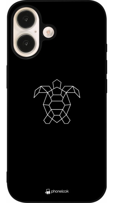 iPhone 16 Case Hülle - Silikon schwarz Turtles lines on black