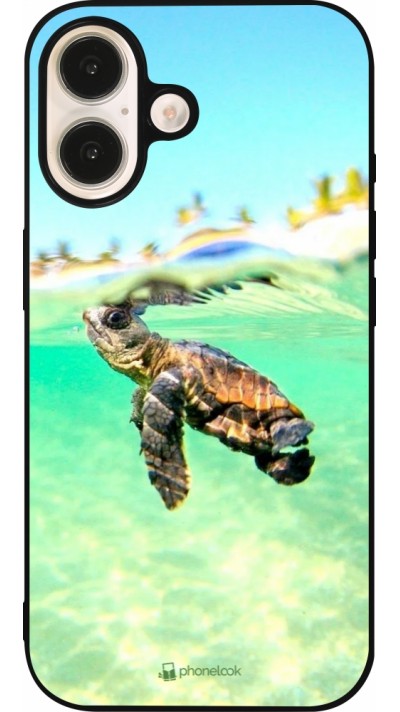 iPhone 16 Case Hülle - Silikon schwarz Turtle Underwater
