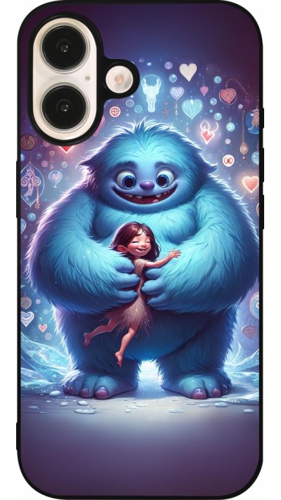 iPhone 16 Case Hülle - Silikon schwarz Valentin 2024 Flauschige Liebe