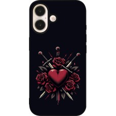 iPhone 16 Case Hülle - Silikon schwarz Valentine 2024 gothic love
