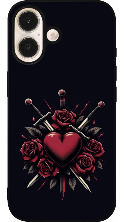 iPhone 16 Case Hülle - Silikon schwarz Valentine 2024 gothic love