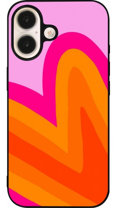 iPhone 16 Case Hülle - Silikon schwarz Valentine 2024 heart gradient
