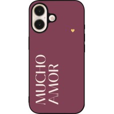 iPhone 16 Case Hülle - Silikon schwarz Valentine 2024 mucho amor rosado
