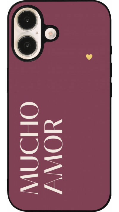 iPhone 16 Case Hülle - Silikon schwarz Valentine 2024 mucho amor rosado