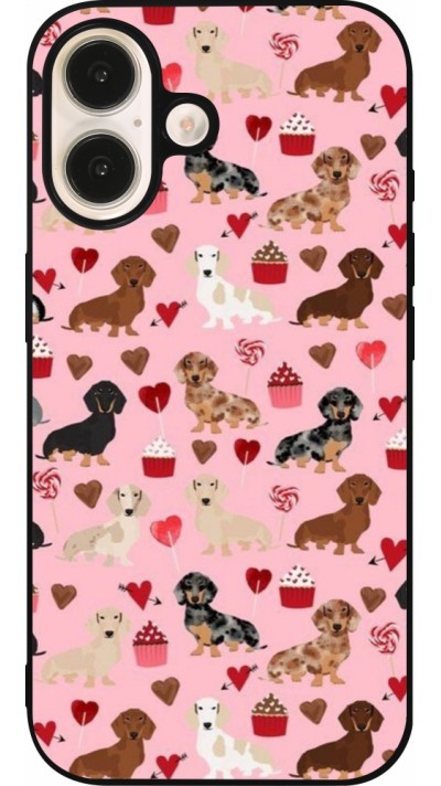 iPhone 16 Case Hülle - Silikon schwarz Valentine 2024 puppy love