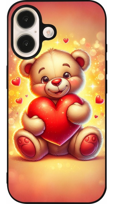 iPhone 16 Case Hülle - Silikon schwarz Valentin 2024 Teddy Liebe