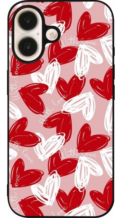 iPhone 16 Case Hülle - Silikon schwarz Valentine 2024 with love heart