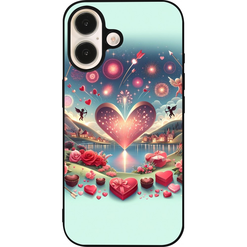 iPhone 16 Case Hülle - Silikon schwarz Valentin 2025 Schick