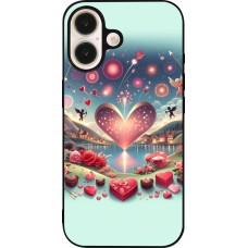 iPhone 16 Case Hülle - Silikon schwarz Valentin 2025 Schick