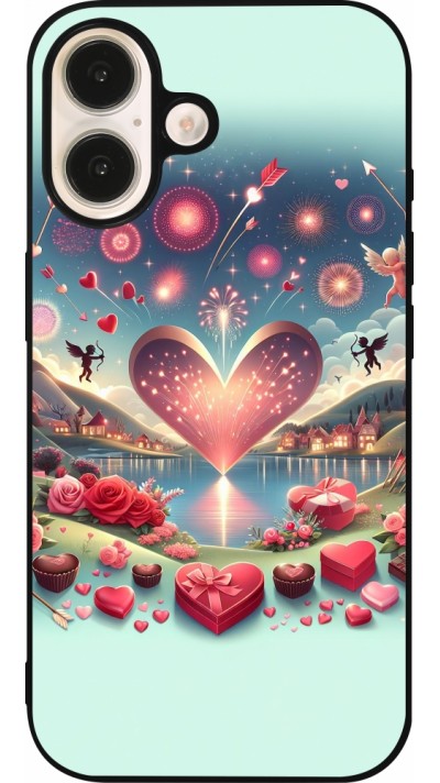 iPhone 16 Case Hülle - Silikon schwarz Valentin 2025 Schick