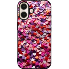 iPhone 16 Case Hülle - Silikon schwarz Valentin 2025 Konfetti