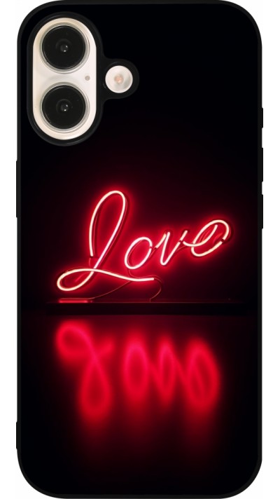 iPhone 16 Case Hülle - Silikon schwarz Valentine 2025 Neon Liebe