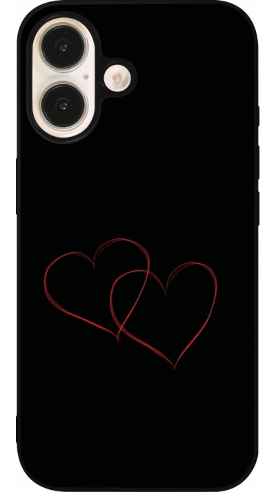iPhone 16 Case Hülle - Silikon schwarz Valentine 2023 attached heart