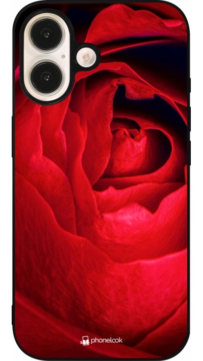 iPhone 16 Case Hülle - Silikon schwarz Valentine 2022 Rose