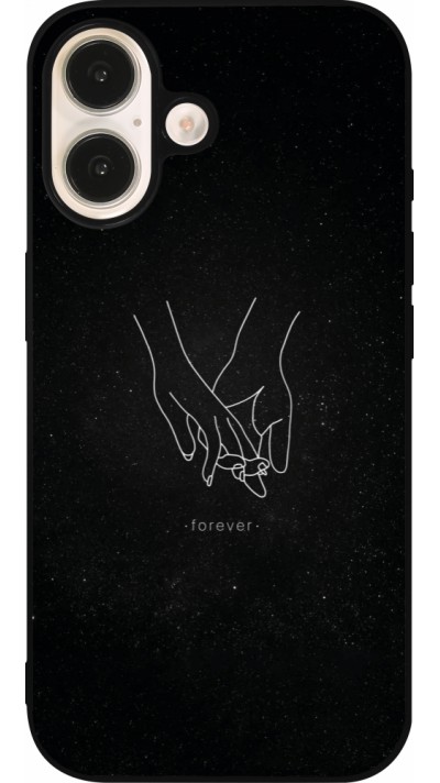 iPhone 16 Case Hülle - Silikon schwarz Valentine 2023 hands forever