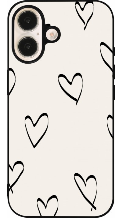 iPhone 16 Case Hülle - Silikon schwarz Valentine 2023 minimalist hearts