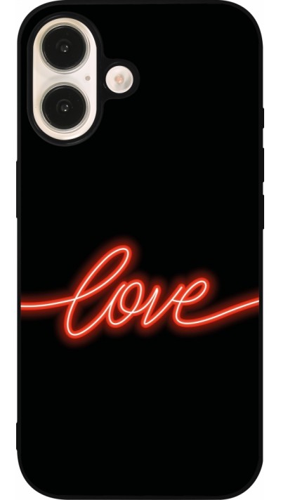 iPhone 16 Case Hülle - Silikon schwarz Valentine 2023 neon love