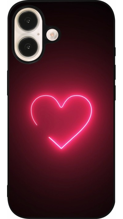 iPhone 16 Case Hülle - Silikon schwarz Valentine 2023 single neon heart