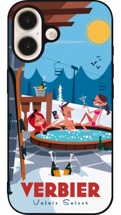 iPhone 16 Case Hülle - Silikon schwarz Verbier Mountain Jacuzzi