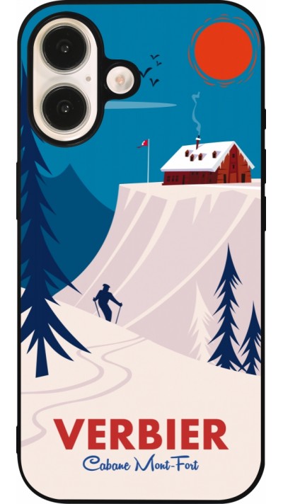 iPhone 16 Case Hülle - Silikon schwarz Verbier Cabane Mont-Fort
