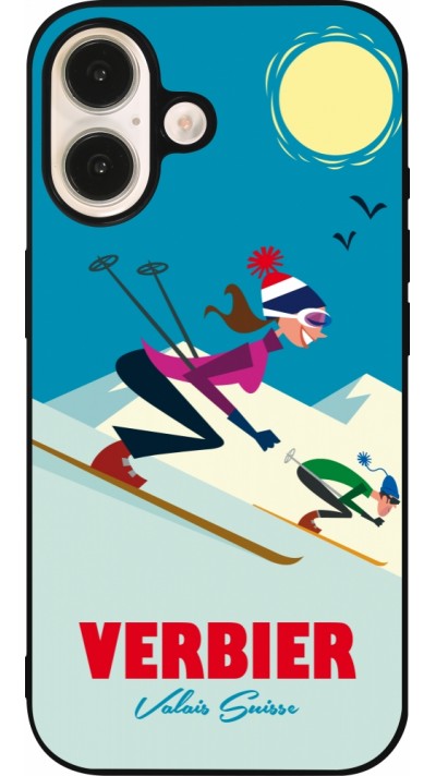 iPhone 16 Case Hülle - Silikon schwarz Verbier Ski Downhill