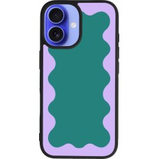 iPhone 16 Case Hülle - Silikon schwarz Wavy Rectangle Green Purple