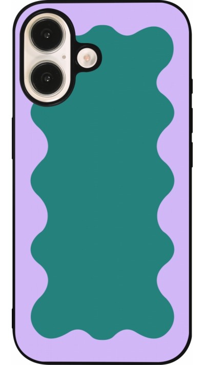 iPhone 16 Case Hülle - Silikon schwarz Wavy Rectangle Green Purple