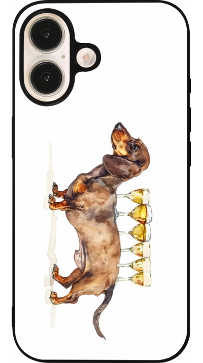 iPhone 16 Case Hülle - Silikon schwarz Wine Teckel iPhone 16 Case Hülle - Silikon schwarz Wine Teckel