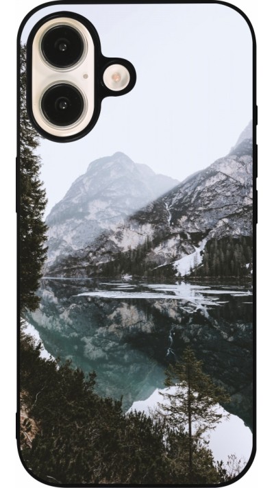 Coque iPhone 16 - Silicone rigide noir Winter 22 snowy mountain and lake Coque iPhone 16 - Silicone rigide noir Winter 22 snowy mountain and lake